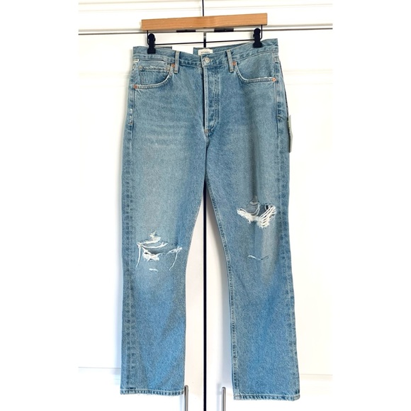 Citizens of Humanity Charlotte Jeans Straight Leg Crop Distressed Demin Size 29 - Picture 1 of 10